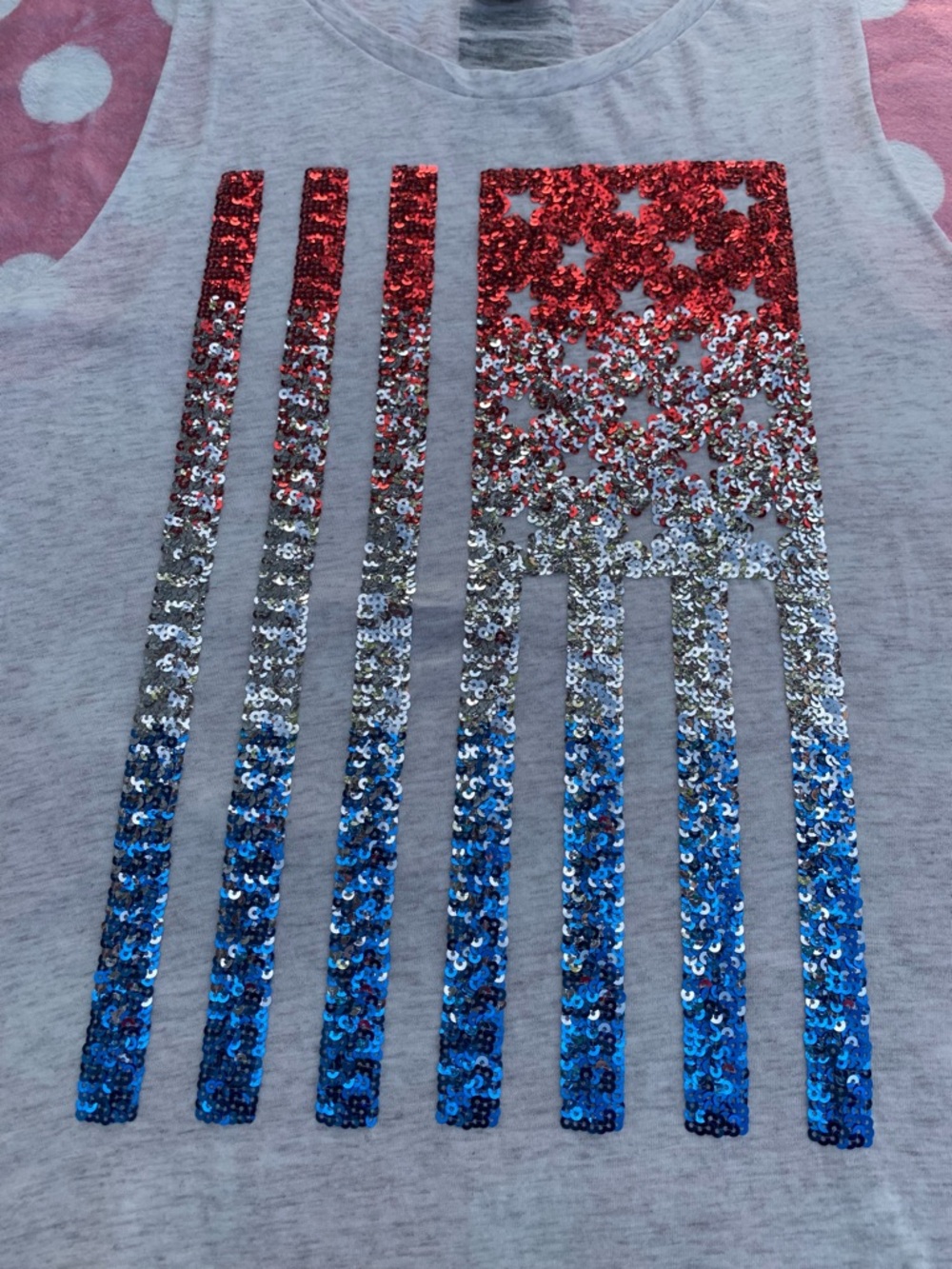 PINK Victoria's Secret Patriotic Flag Sequin Bling tank - Picture 2 of 3